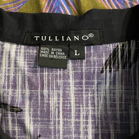 Tulliano Camp Shirt Tropical Woven Button Up Parrot Mens Large New - Picture 7 of 12